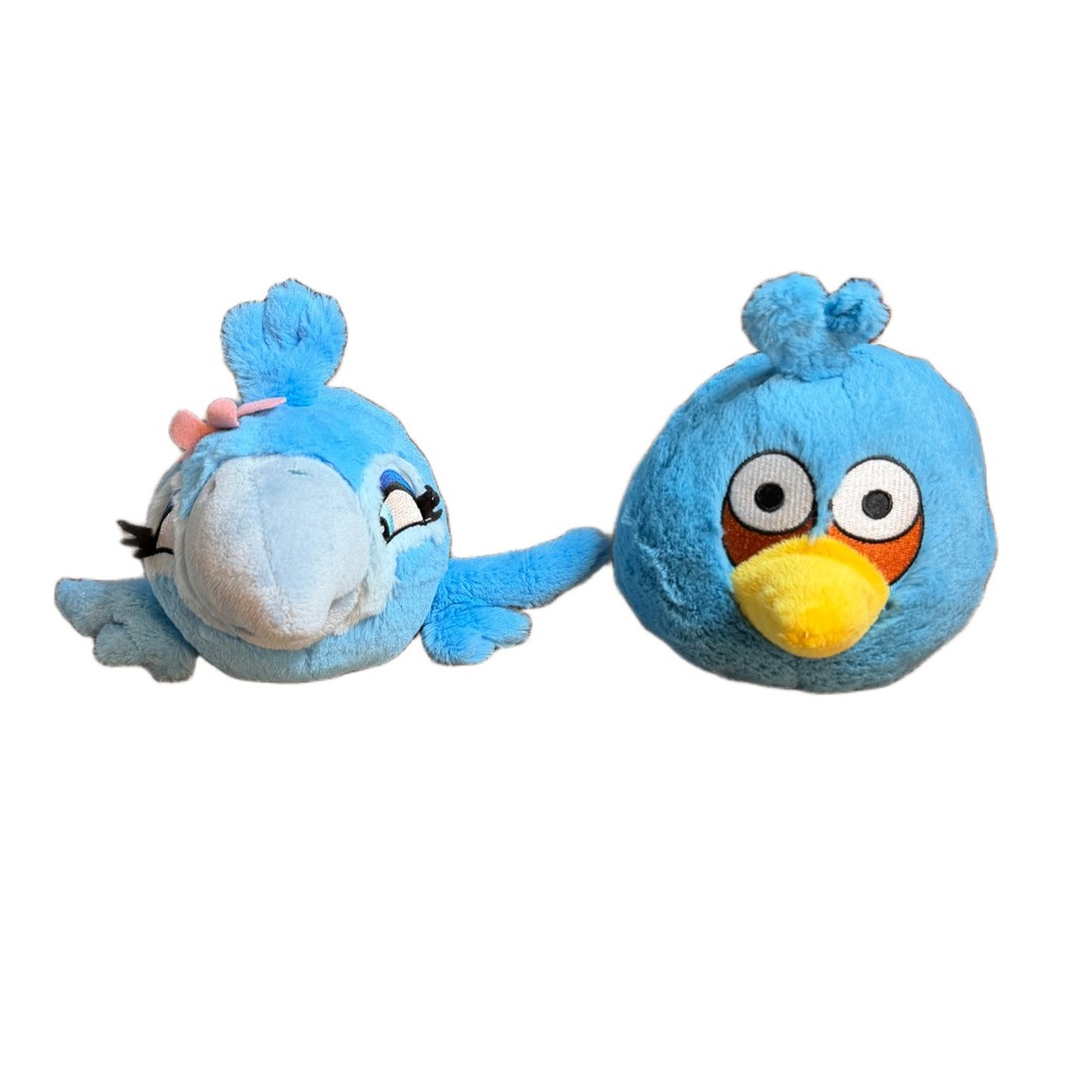 Angry Birds Rio Plush Set Blue Bird and Jewel Stuffed Animal Toys Rovio 2011